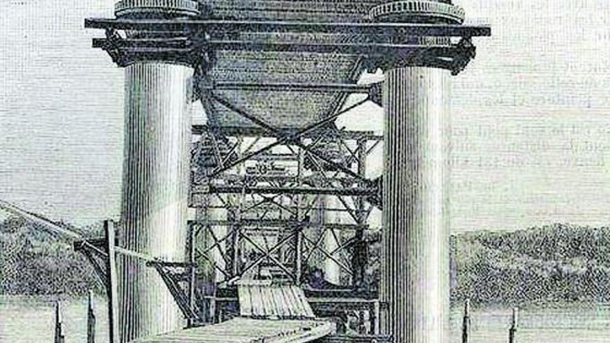 Montaje de la estructura del histórico puente.
