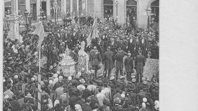 Xilografía sobre foto de Ernesto Bonnet, de Fotos Antiguas deTenerife 1894, con el Hotel Benigno Ramos.
