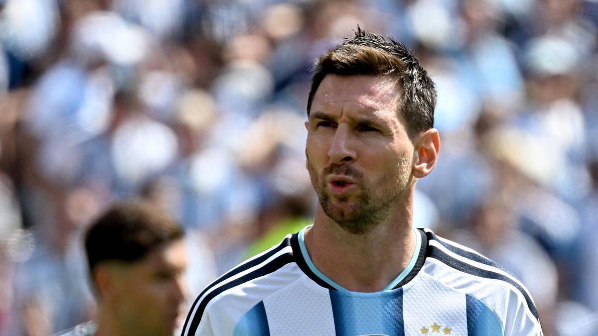 Lionel Messi reacciona durant el partit final del torneig de futbol de la Copa del Món de futbol 2026 entre Espanya i l'Argentina al New York/New Jersey Stadium a East Rutherford el 19 de juliol de 2026.