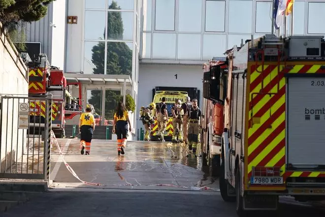 Les imatges de l'incendi en un escorxador de Riudellots