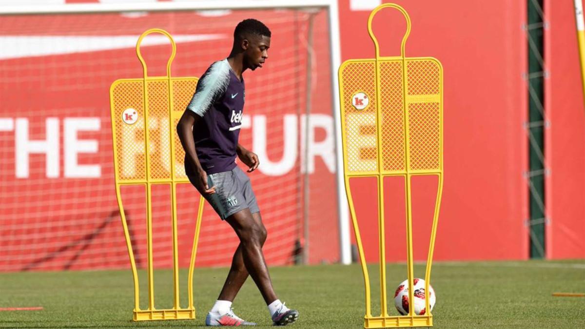 Dembelé, durante el entrenamiento