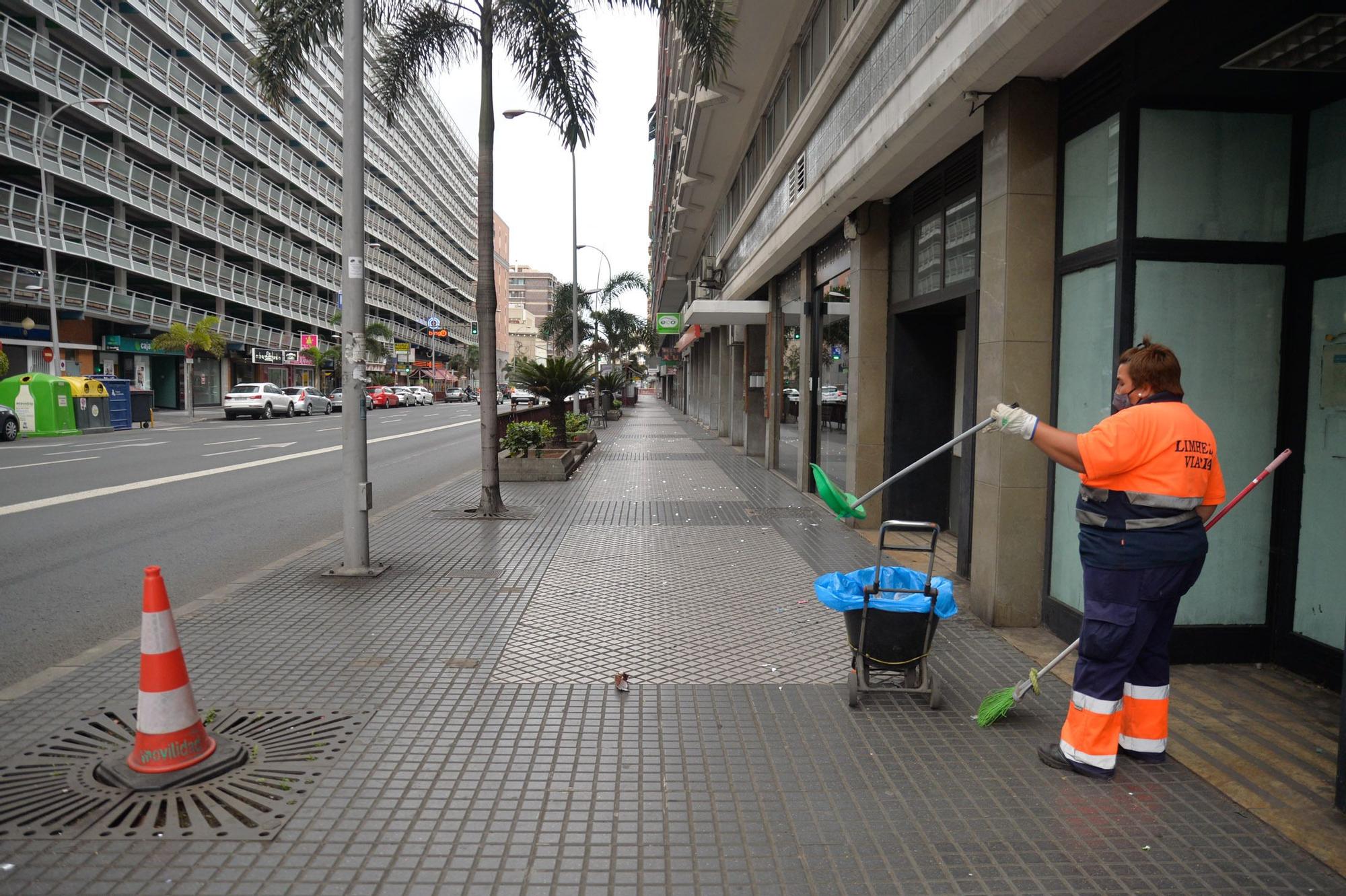 Así de vacía amaneció Las Palmas de Gran Canaria este 2021