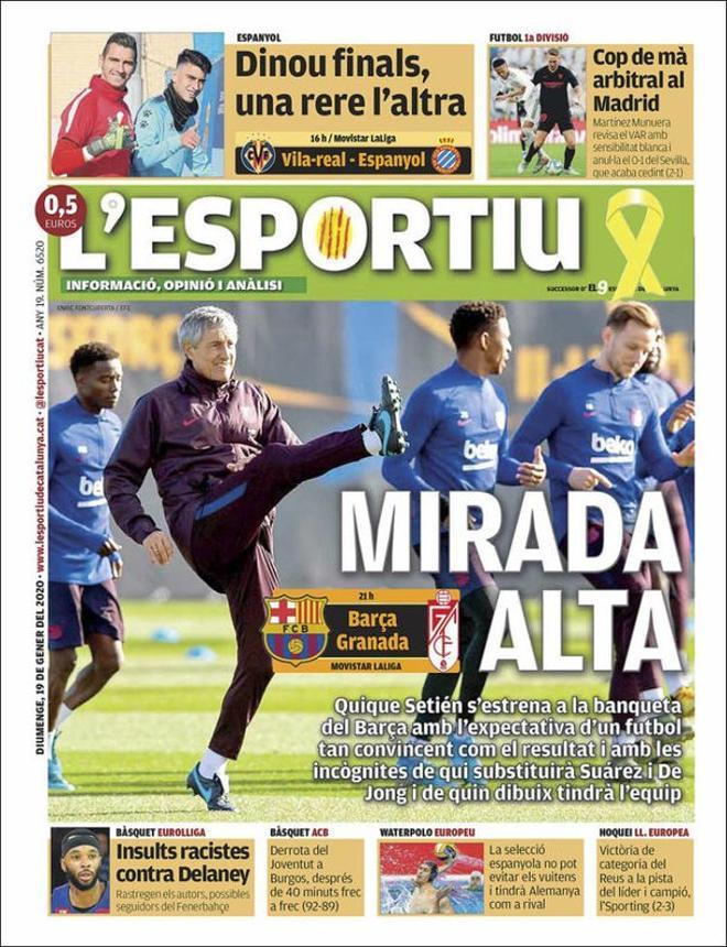 Portada de LEsportiu del 19 de enero