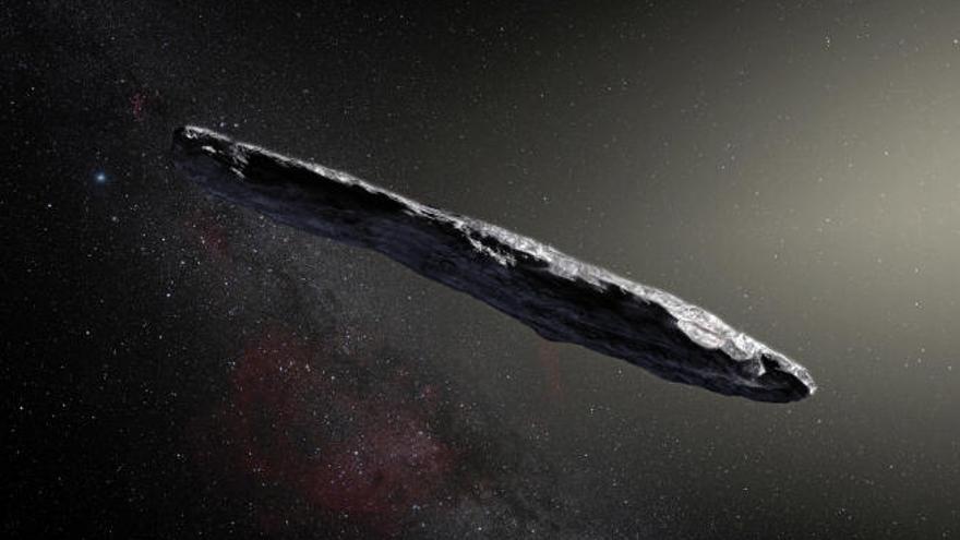 Representación del asteroide &#039;Oumuamua&#039; facilitada por el Observatorio Europeo Austral.