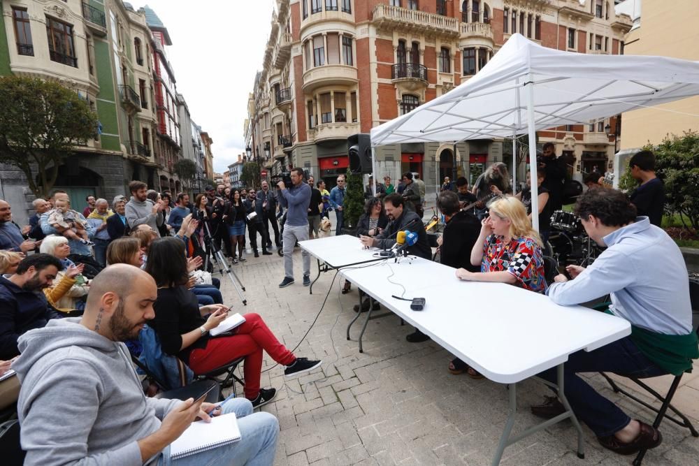 Rueda de prensa de los músicos de Oviedo para reivindicar los conciertos de música en los bares