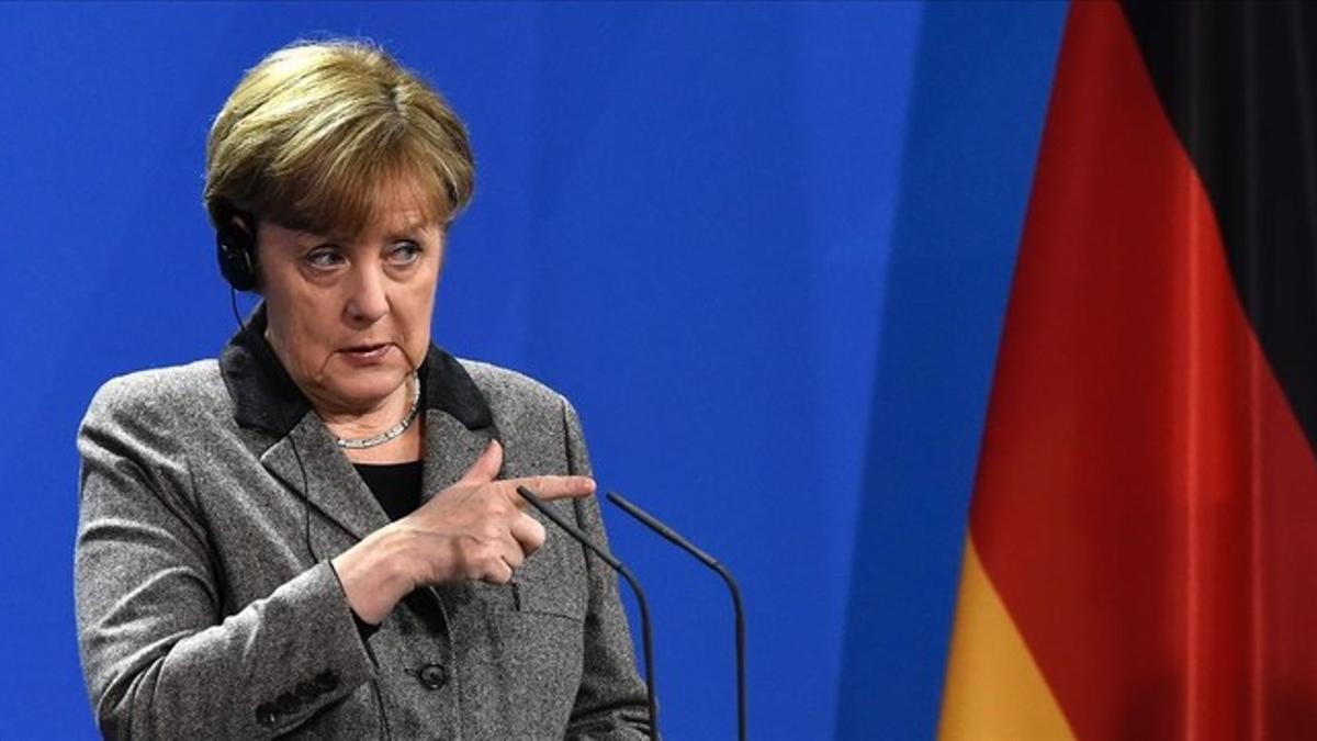 Merkel, en una rueda de prensa, este martes.