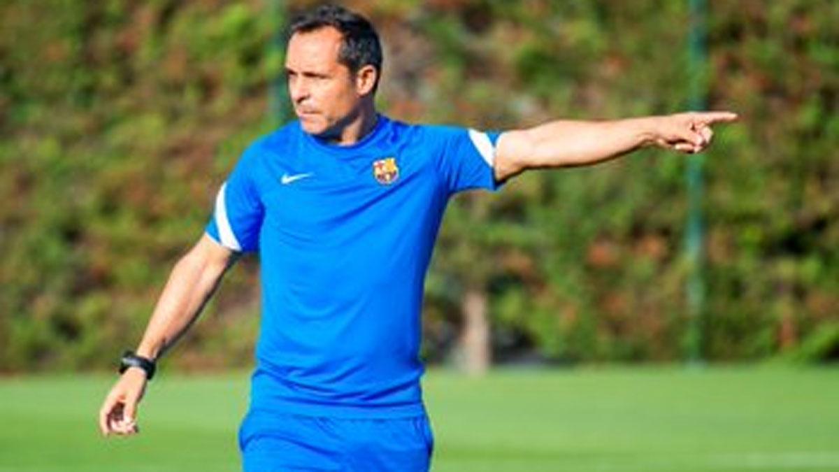 Sergi Barjuan, durante el partido del pasado domingo entre el Barça B y el Albacete