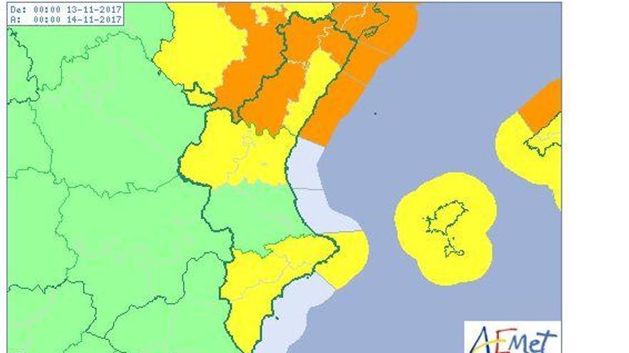 Castellón, en alerta por vientos de 100 km/h y temporal marítimo