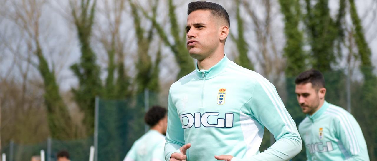 Luismi, en el entrenamiento de esta mañana