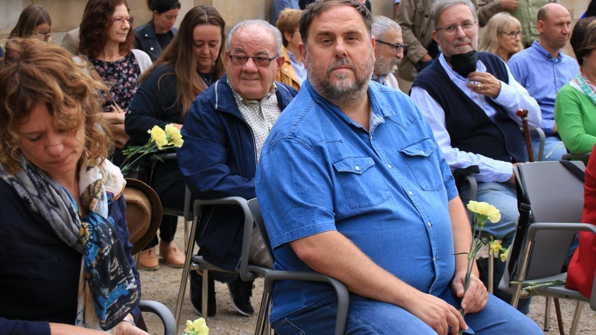 El president d&#039;ERC, Oriol Junqueras, en un homenatge als represaliats al Fossar de la Pedrera del cementiri de Montjuïc