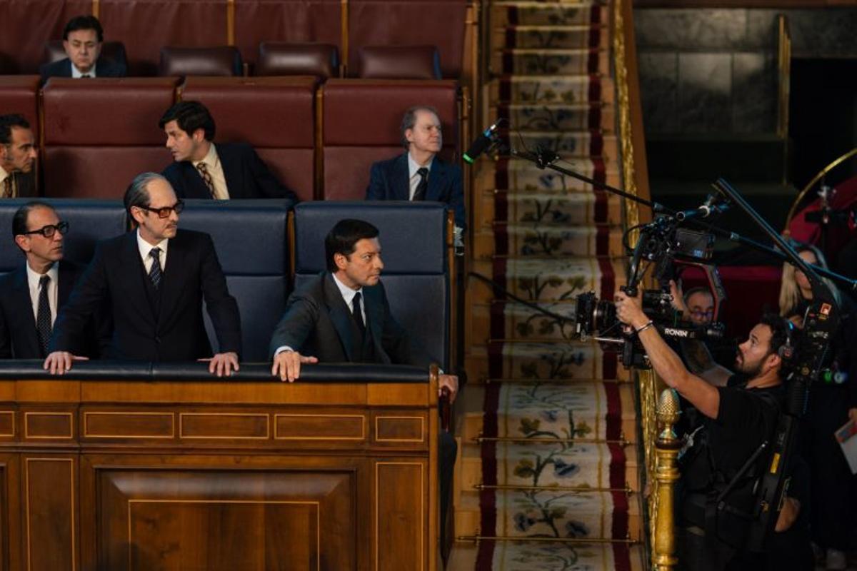 Rodaje de la serie 'Anatomía de un instante', que recrea el golpe de estado de Antonio Tejero el 23-F.