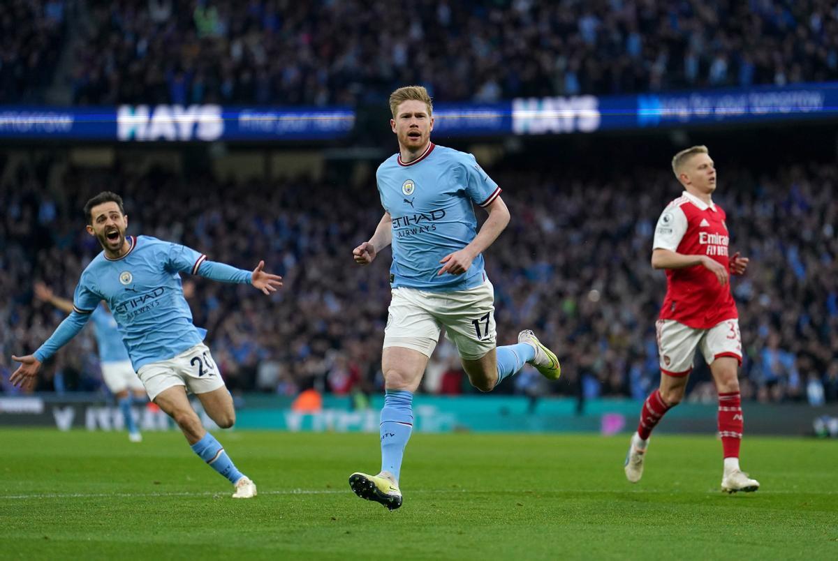 De Bruyne celebra el primer gol del partido