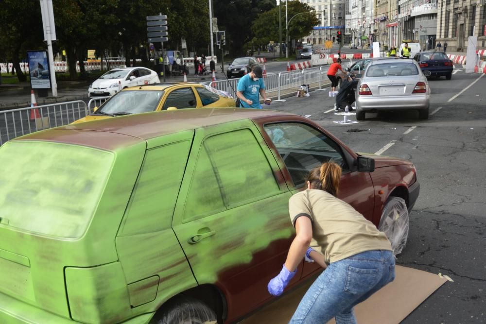 Grafitis en la semana de la movilidad de A Coruña