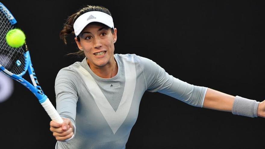 Garbiñe Muguruza, duranate su partido ante Jessika Ponchet.