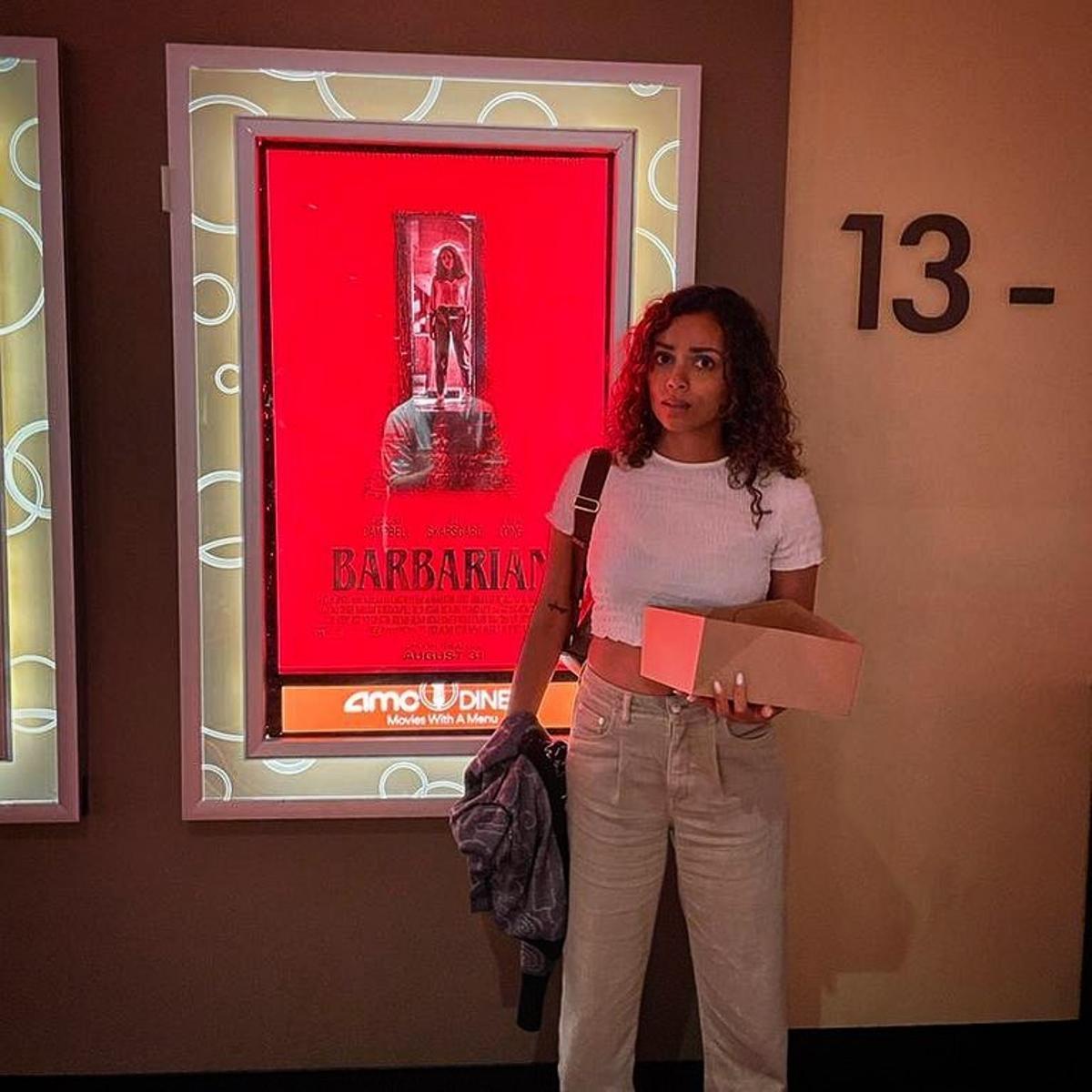 Georgina Campbell: Trying to recreate the barbarian poster while holding a box of hotdogs... Also go see Bodies, Bodies, Bodies!!! It’s fantastic