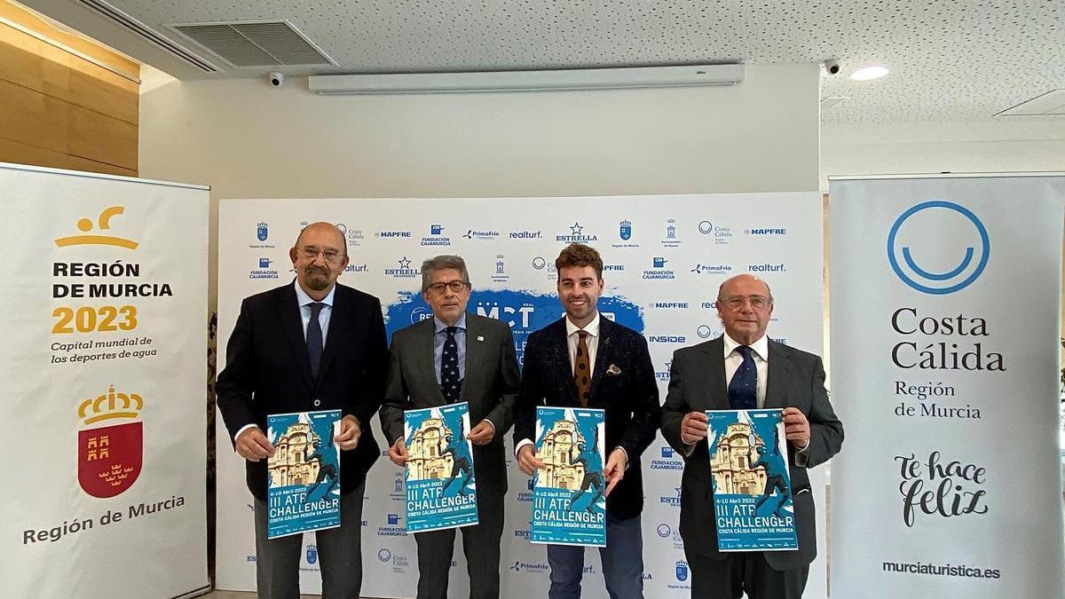 Imagen de la presentación del torneo con Miguel Díaz, Fran Sánchez, José Alcolea y Antonio Saura