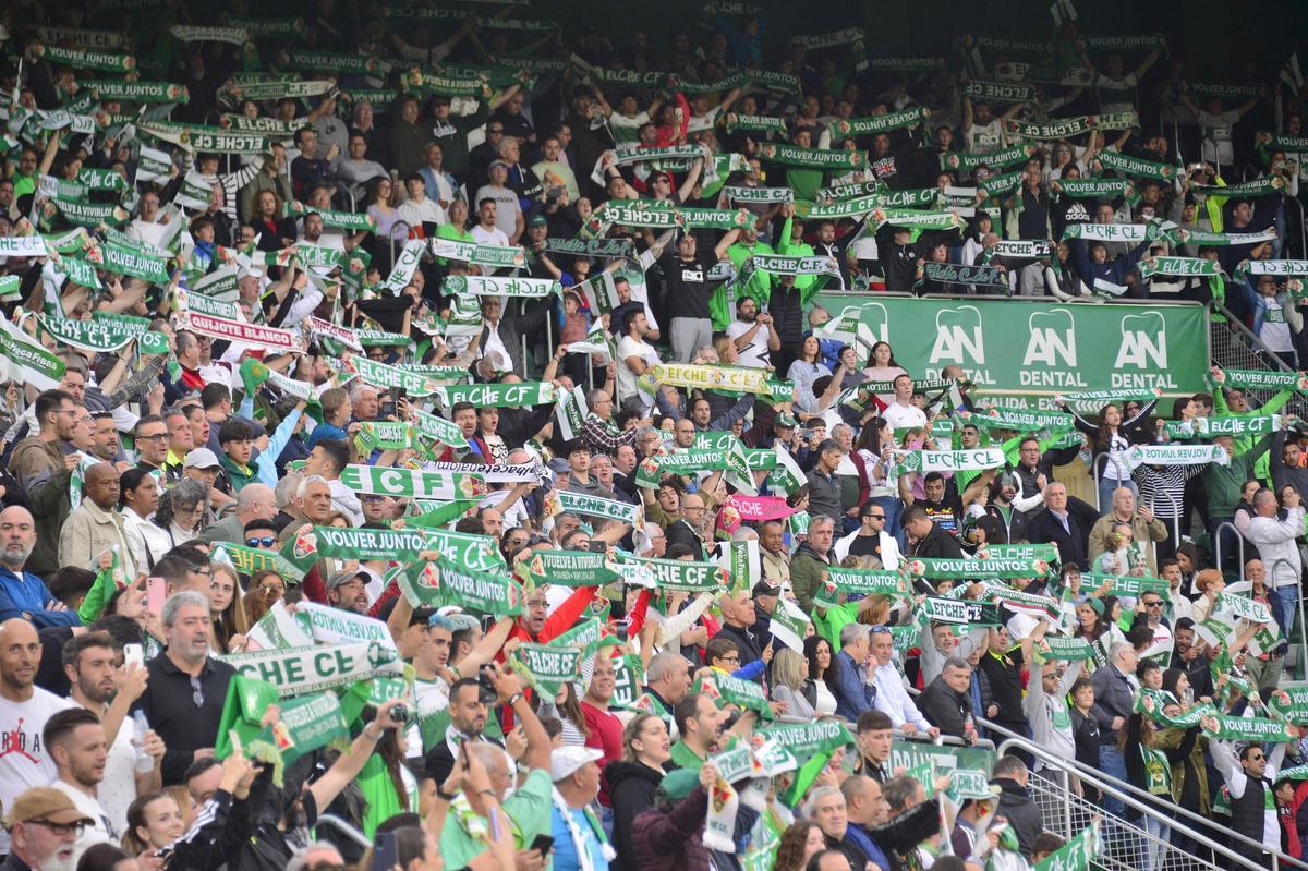 Aficionados del Elche, durante el encuentro del pasado domingo contra el Albacete