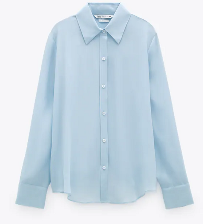 Blusa de seda en azul de Zara
