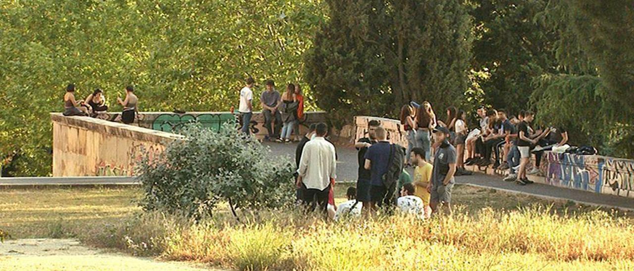 Jóvenes en un &quot;botellón&quot; hace unos días.