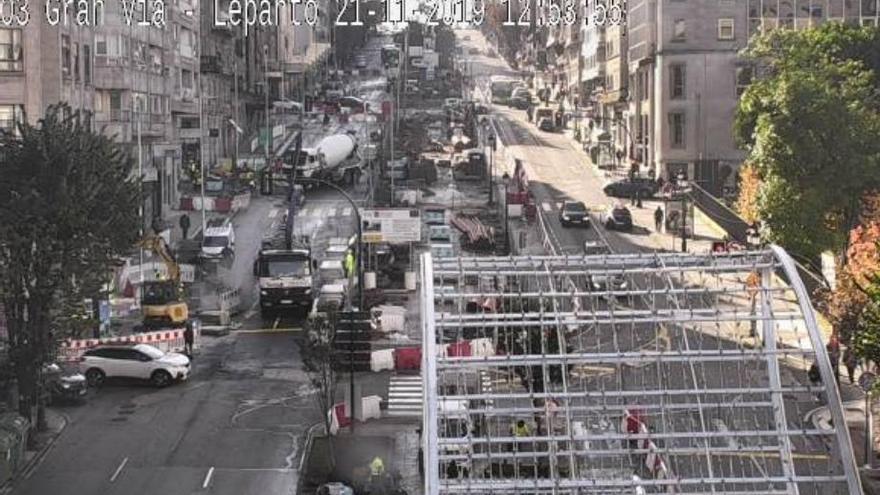 Vista actual de la Gran Vía de Vigo desde las cámaras de control de tráfico.