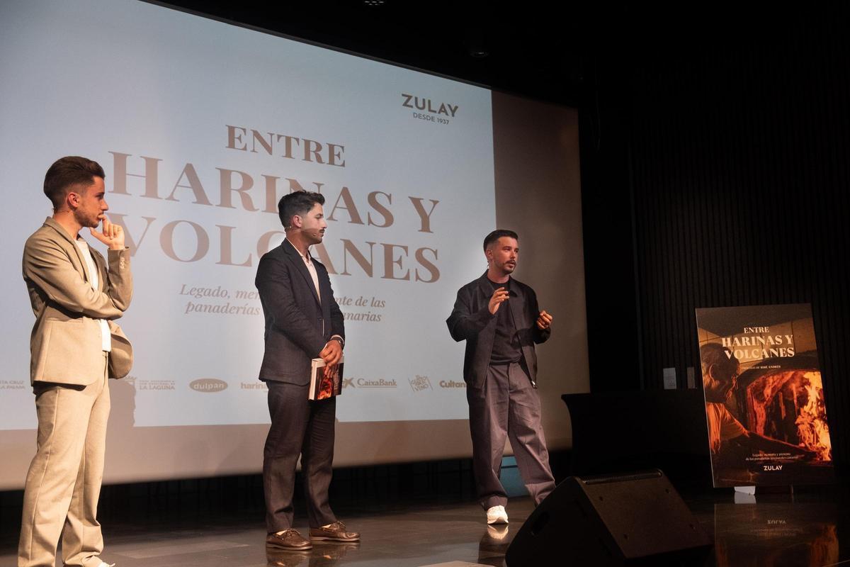Aday, Bryan y Rubén Medina, durante la presentación.