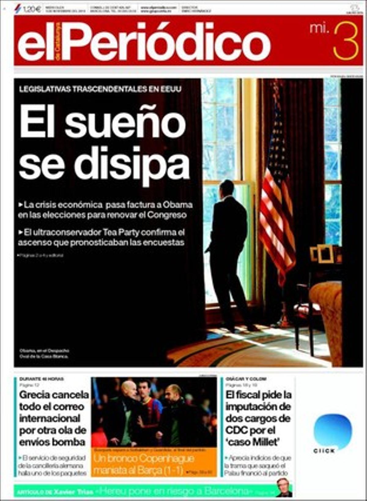 EL PERIODICO, a més de les notícies de portada, també destaca a dins la confusió a la Sagrada Família per l’accés al barri arran del dia del Papa, que el Ministeri de Ciència destina 42,3 milions a sis universitats de Catalunya, que Hereu fia a l’àrea metropolitana i al sector privat la Barcelona del 2020; que els contractes per a ’ni-ni’ exclouran empreses amb acomiadaments sense causa, que les marques de cotxes qüestionen la seva inversió a Espanya; l’empat del Barça a Copenhaguen i la polèmica dels entrenadors Guardiola i Solbakken per Pinto; que la consulta de la ’due diligence’ aixeca queixes i poc interès, i que dos llibres desmitifiquen Ryszard Kapuscinski.