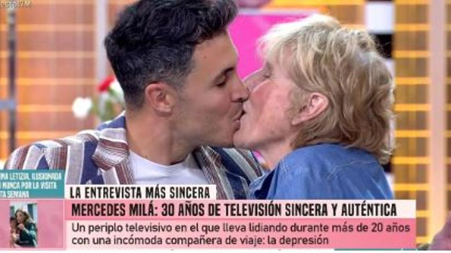 Kiko Jiménez hace frente a los rumores de infidelidad a Sofía Suescun con su beso en directo a Mercedes Milá: &quot;Tú marcas los tiempos&quot;