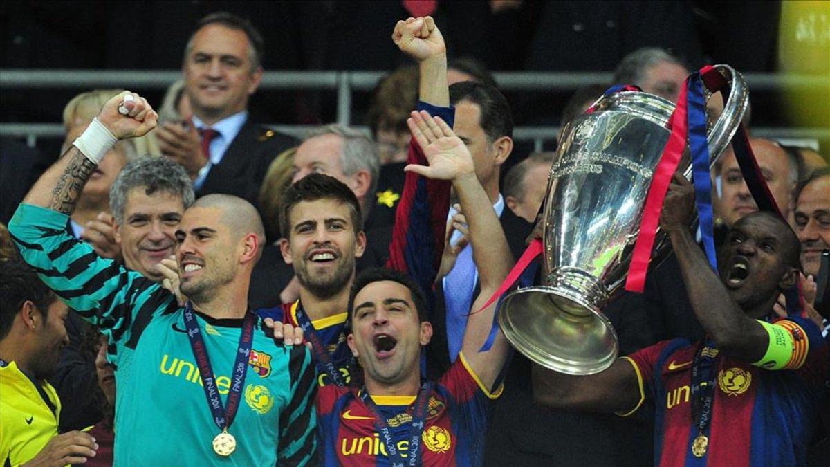 Eric Abidal levantó el trofeo de la Champions League en Wembley 2011