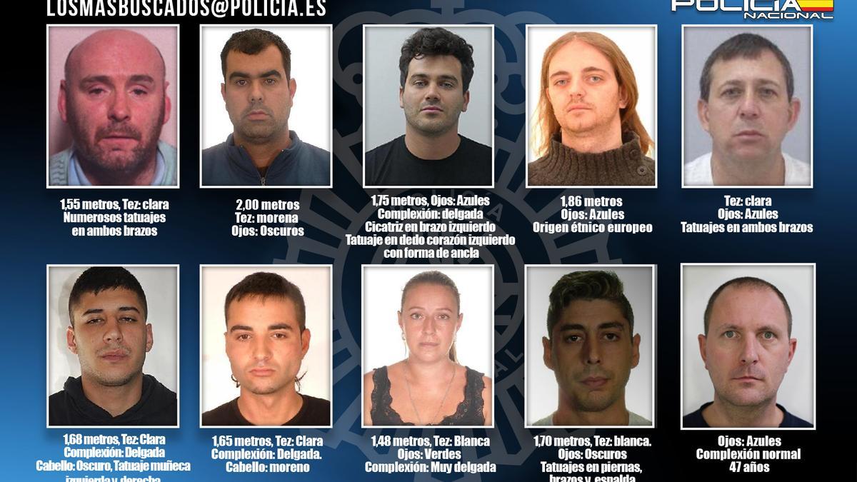Las caras de los fugitivos buscados por la Policía Nacional.