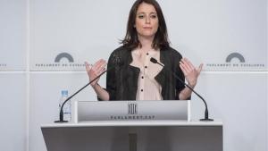 Andrea Levy durante una rueda de prensa en el Parlament.