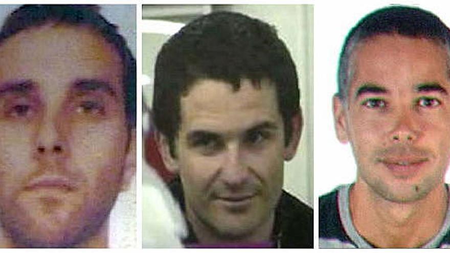 Aitzol Iriondo (i), Eneko Zarrabeitia (c) y Asier Borerro Toribio, detenidos ayer en Francia.