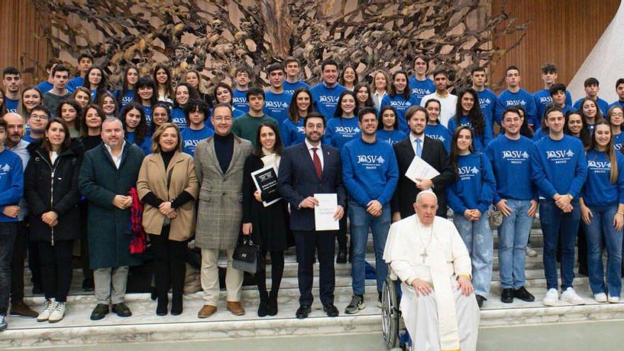 La Joven Orquesta Sinfónica de Valladolid y los músicos zamoranos, en primera fila, en la recepción de Francisco. | Cedida