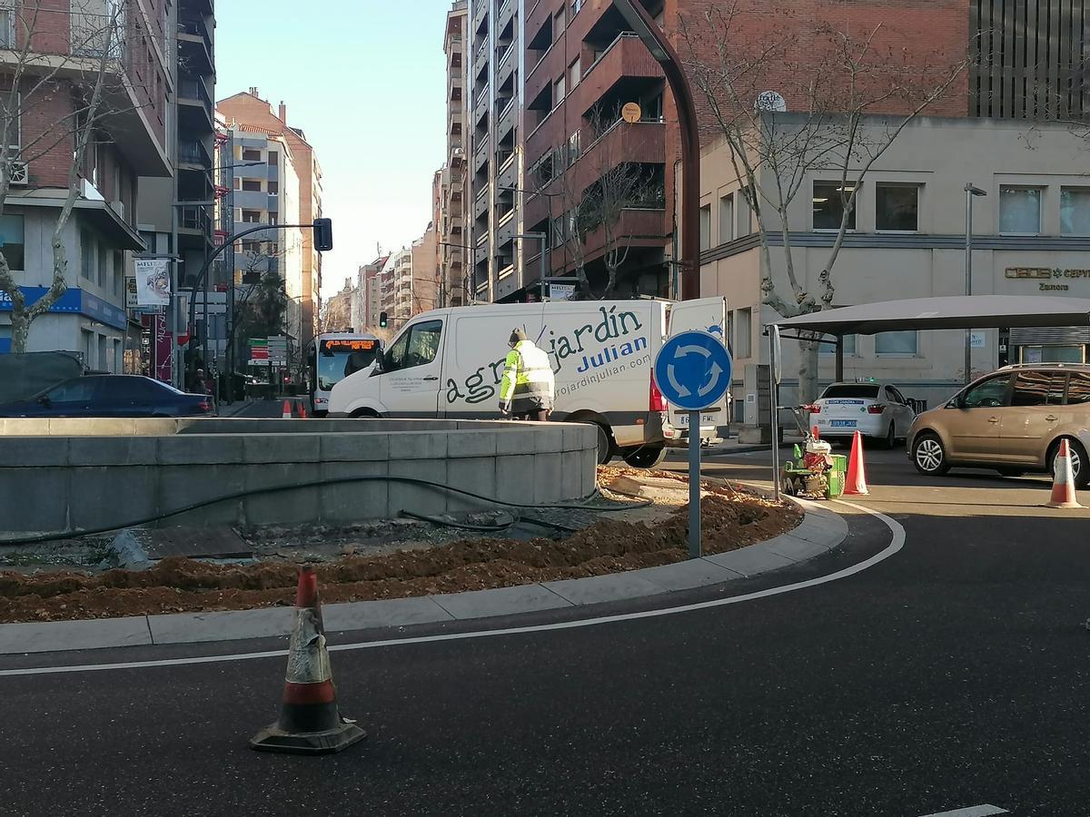 Trabajos en la Plaza de Alemania.