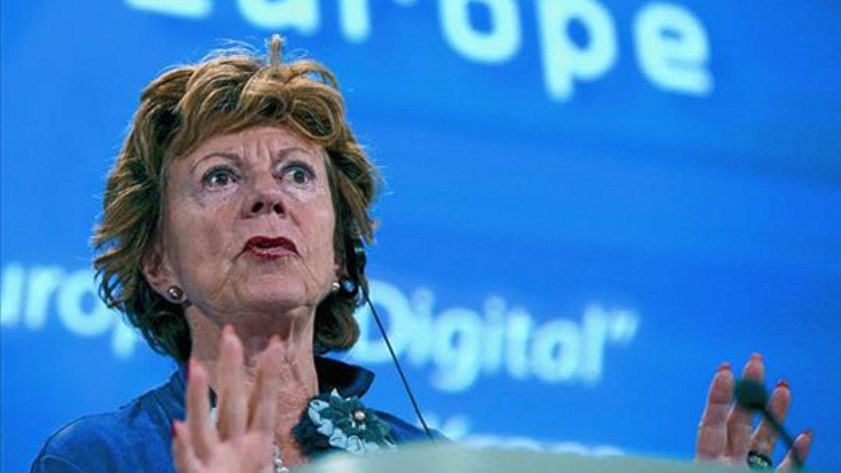 La comisaria de la Agenda Digital, Neelie Kroes, ayer en Bruselas.