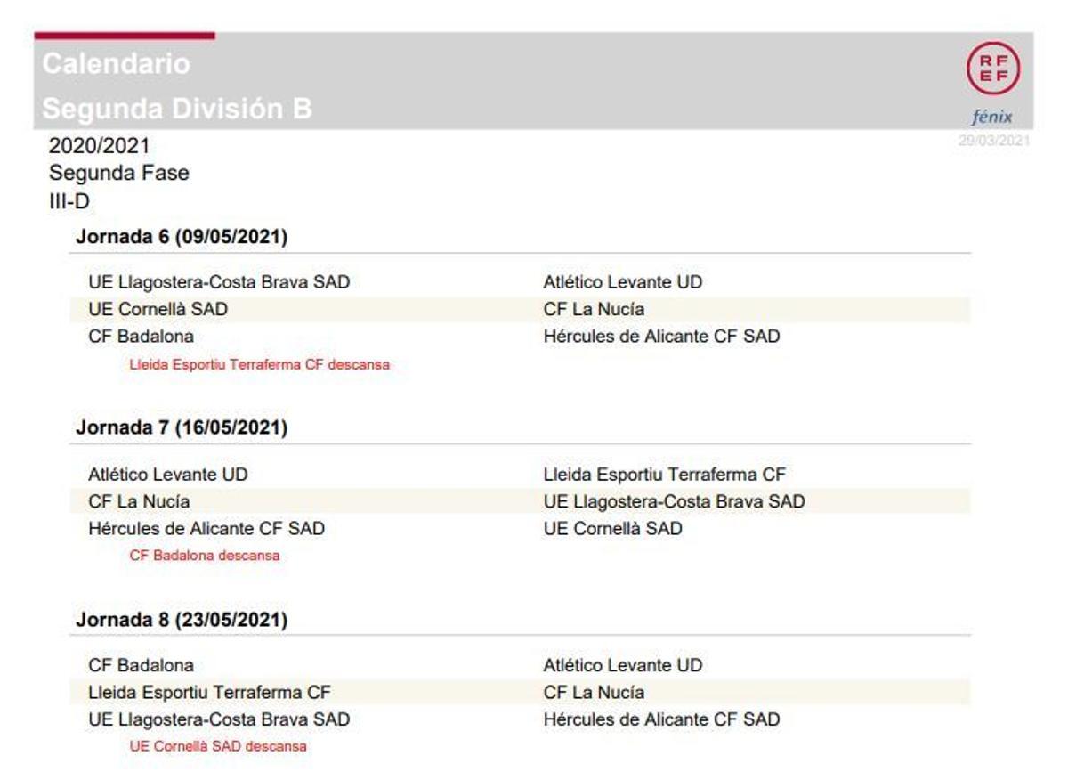 Todos los calendarios de los equipos de la Comunitat Valenciana en Segunda B y Tercera