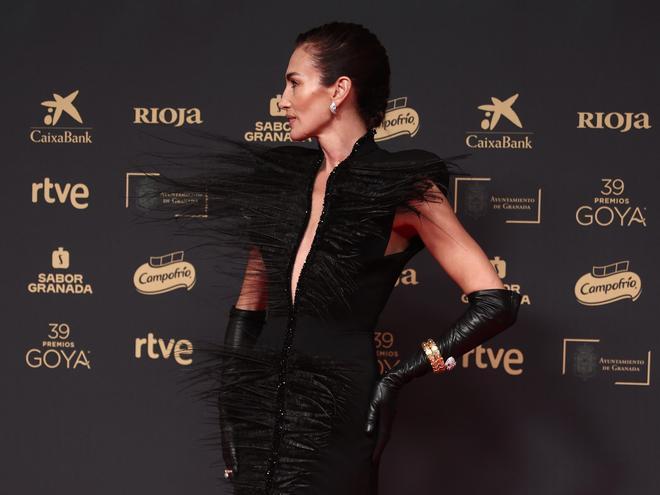 La modelo y presentadora Nieves ?lvarez posa en la alfombra roja de la 39? edicin de los Premios Goya, en el Palacio de Exposiciones y Congresos de Granada, a 8 de febrero de  2025, en Granada, Andaluca (Espa?a).