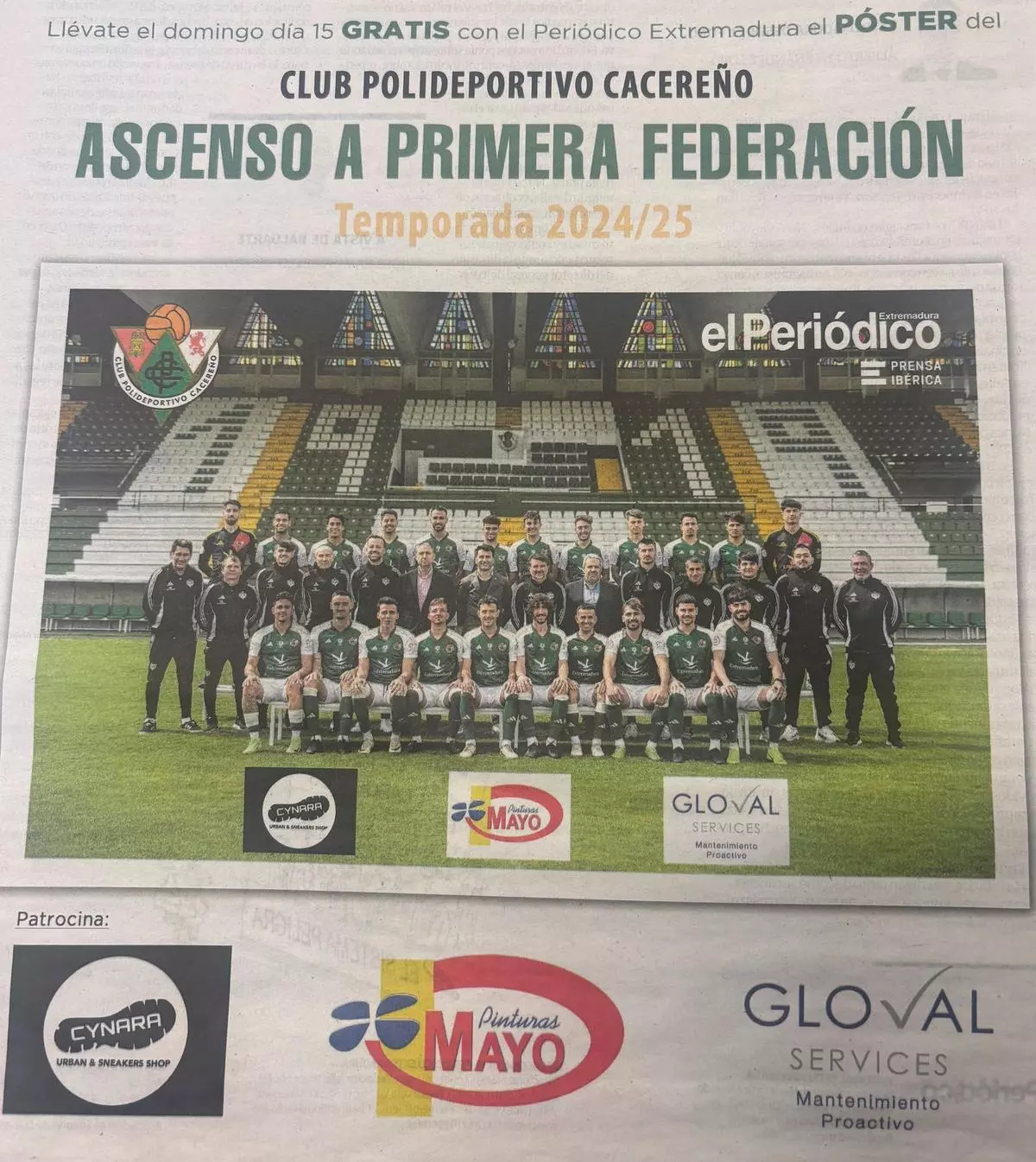 El Periódico Extremadura regala este domingo el póster del ascenso del Cacereño