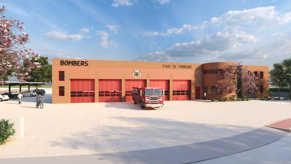 Vista de cómo quedará el parque de bomberos.