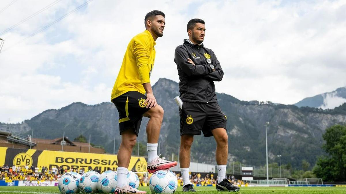 Couto, junto a Nuri Sahin en su primer entrenamiento como 'borusser'