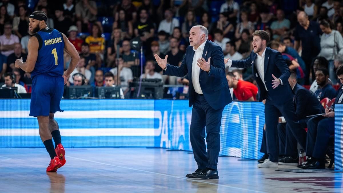 Pablo Laso, in a match at the Palau Blaugrana in front of Baskonia