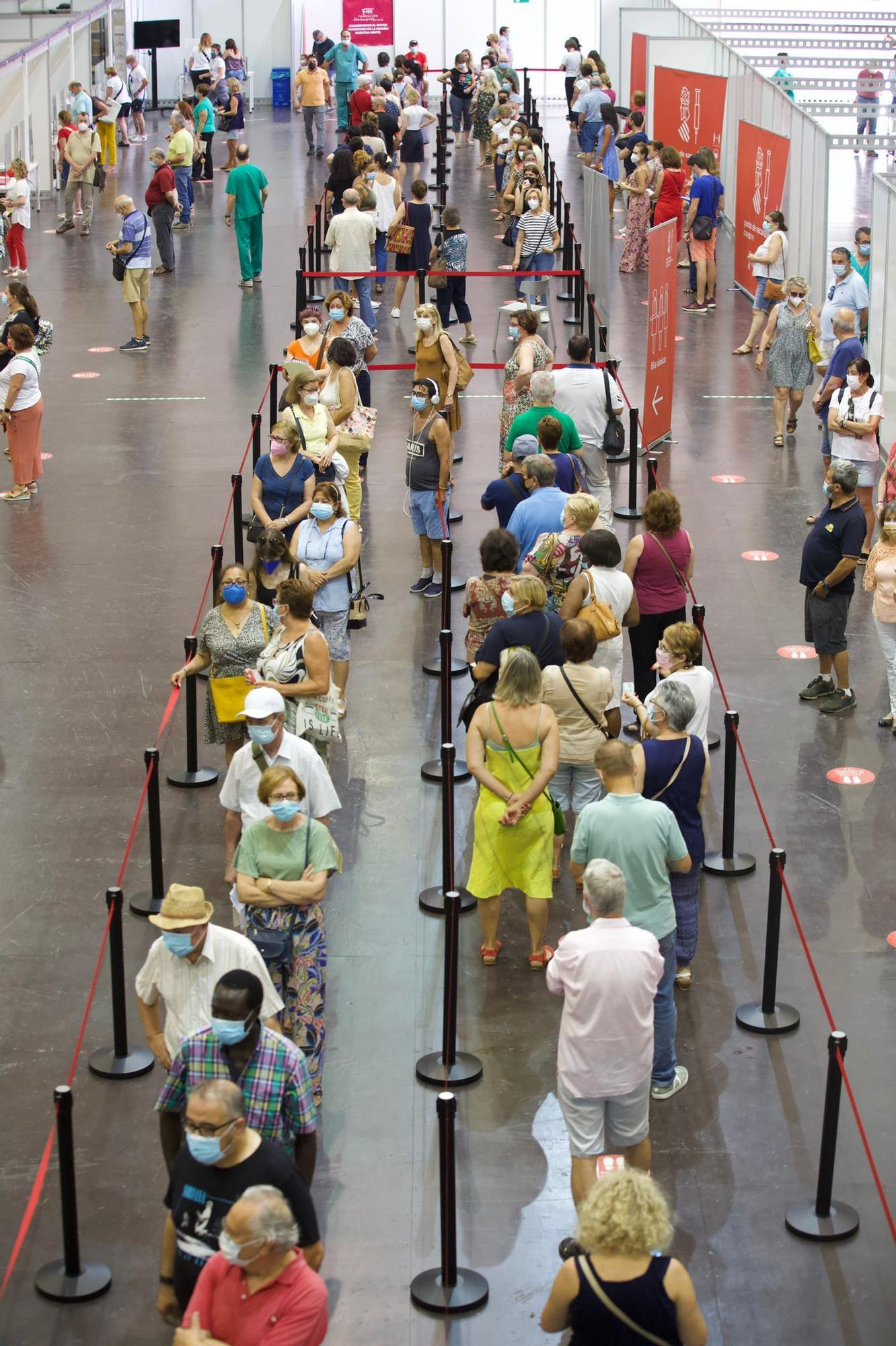 Cientos de personas hacen cola en Ciudad de la Luz para recibir la vacuna contra el covid