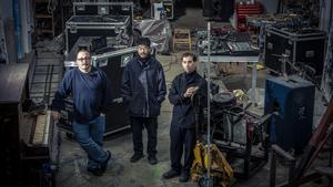 Sergio Caballero, Sosaku Miyazaki y Lolo Della Pietra, en el estudio de Lolo&Sosaku en el Districte Cultura de LHospitalet