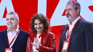Santos Cerdán, María Jesús Montero i Juan Espadas (dreta), al Congrés del PSOE de novembre. | ROCÍO RUZ / EUROPA PRESS