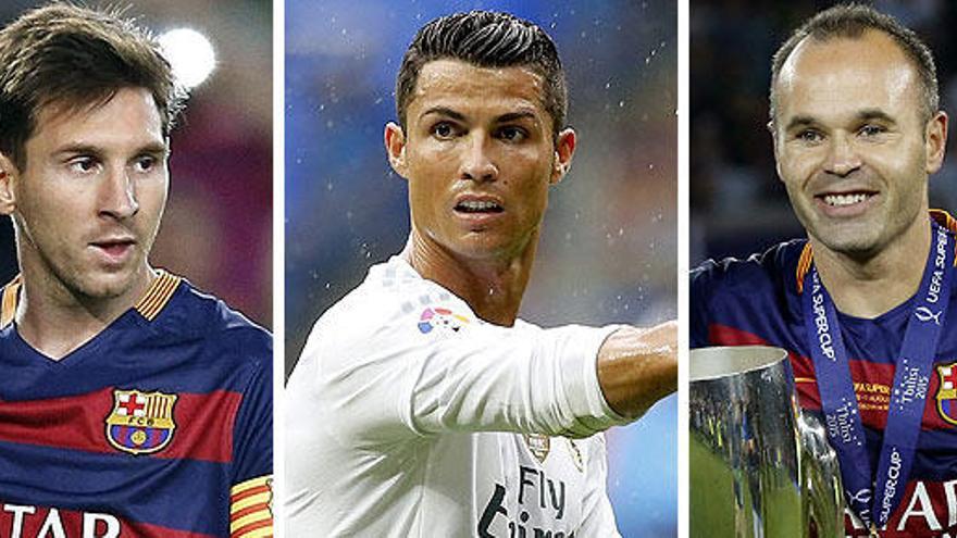Messi, Cristiano Ronaldo e Iniesta optan al Balón de Oro.