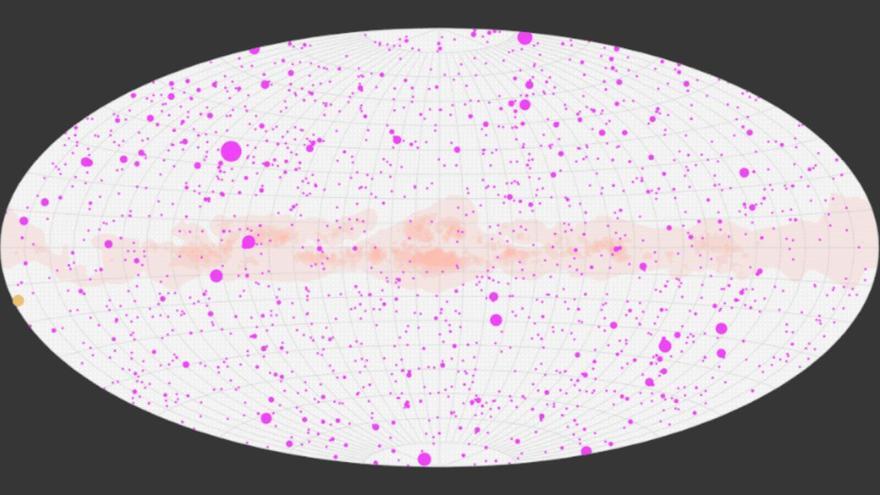 Mapa “blanco” de todo el cielo en rayos gamma.