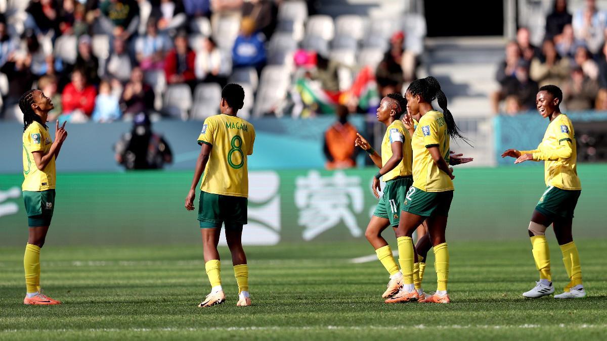 Las jugadoras de Sudáfrica celebran una victoria