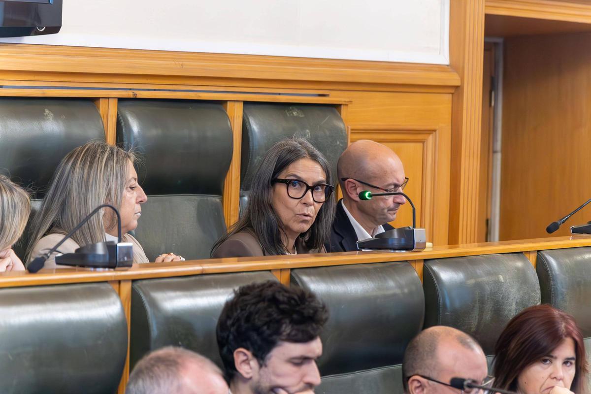 La concejal socialista Mercedes Rosón en una sesión plenaria.