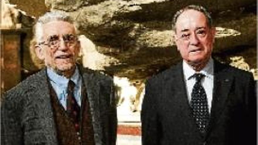 El pare Francesc Riera i el pare Lluís Magriñà a la Coveta, l&#039;abril passat