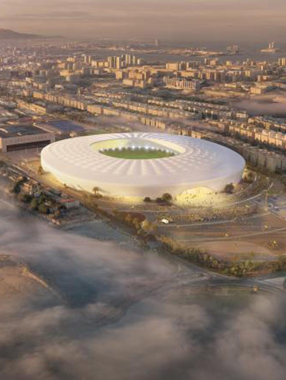 Recreación del proyecto ‘La Nube’ , idea que adapta el estadio de Gran Canaria para la celebración del Mundial 203o | LP/DLP