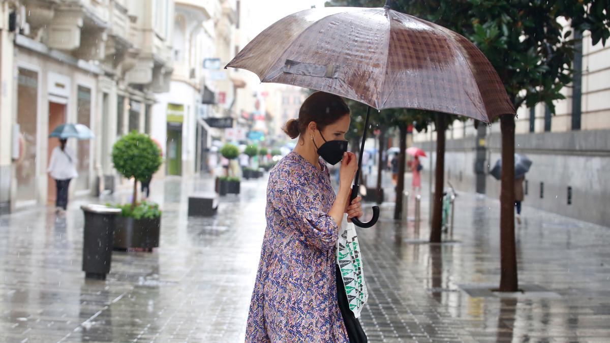 Una mujer se protege con un paraguas de la lluvia caída estos días.